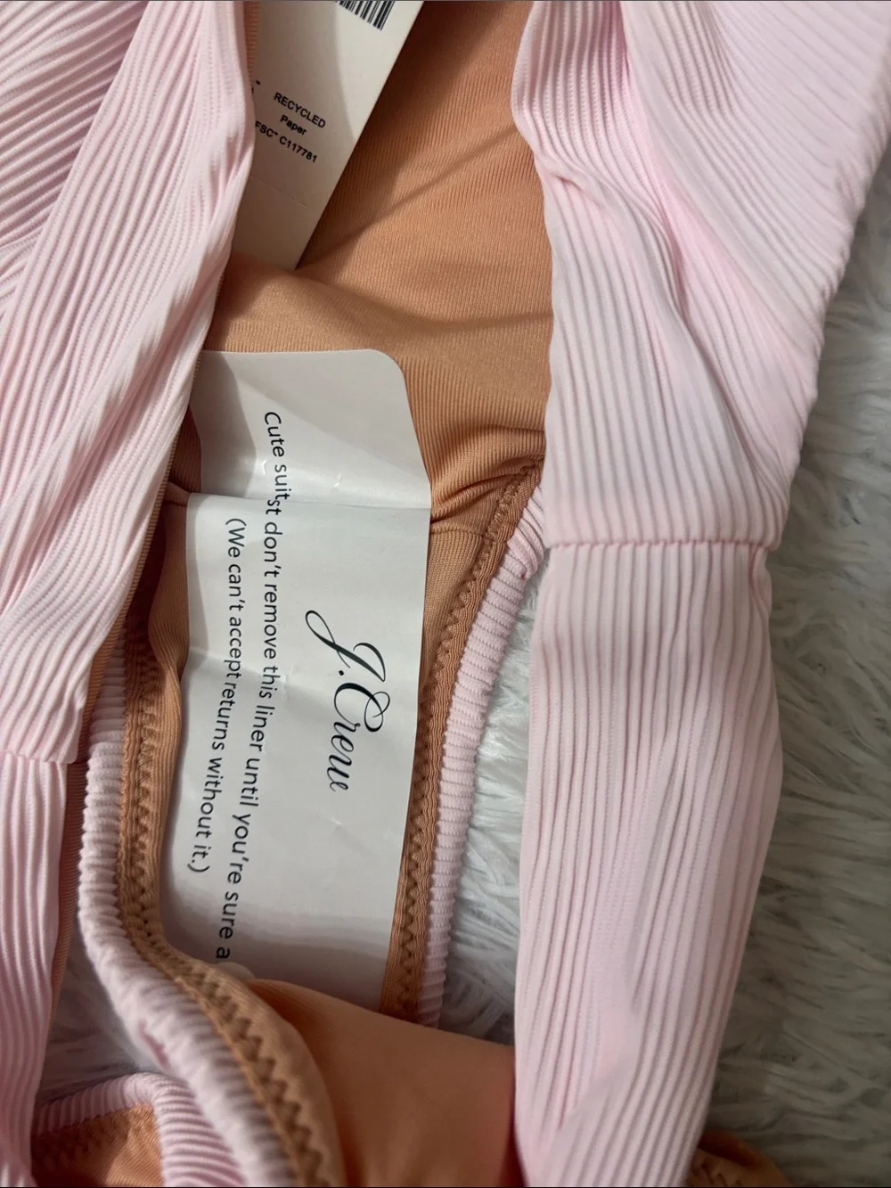 NWT J. Crew Light Pink Ribbed High-Rise Cheeky Bikini Swim Bottoms Size XS